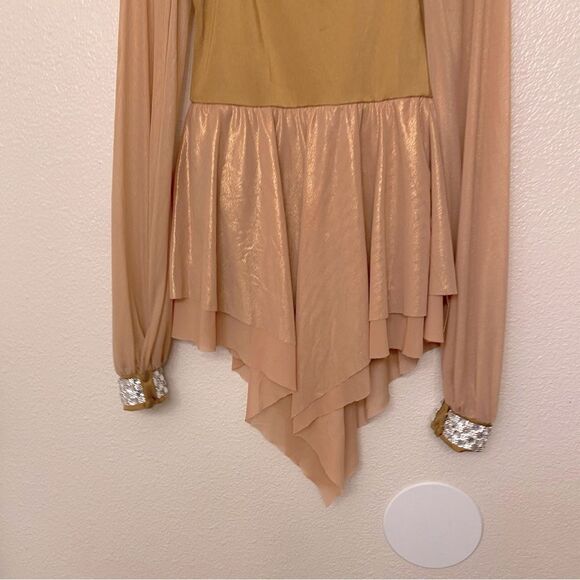 Weissman elite Dance costume bronze tan poet Long Sleeve The Weather 16698 LC - Picture 5 of 12